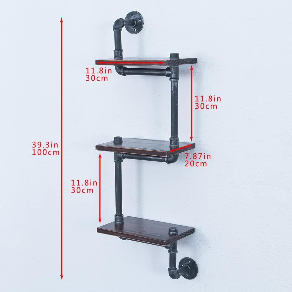 Industrial Pipe Shelving Wall Mounted, Rustic Floating Shelves for Wall