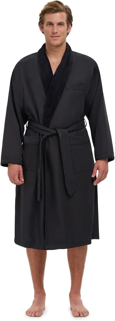 Unisex Plush Lined Microfiber Bath Robe | Soft Shell with Polyester Lining, Resort-Grade Hotel & Spa Robe with Pocket