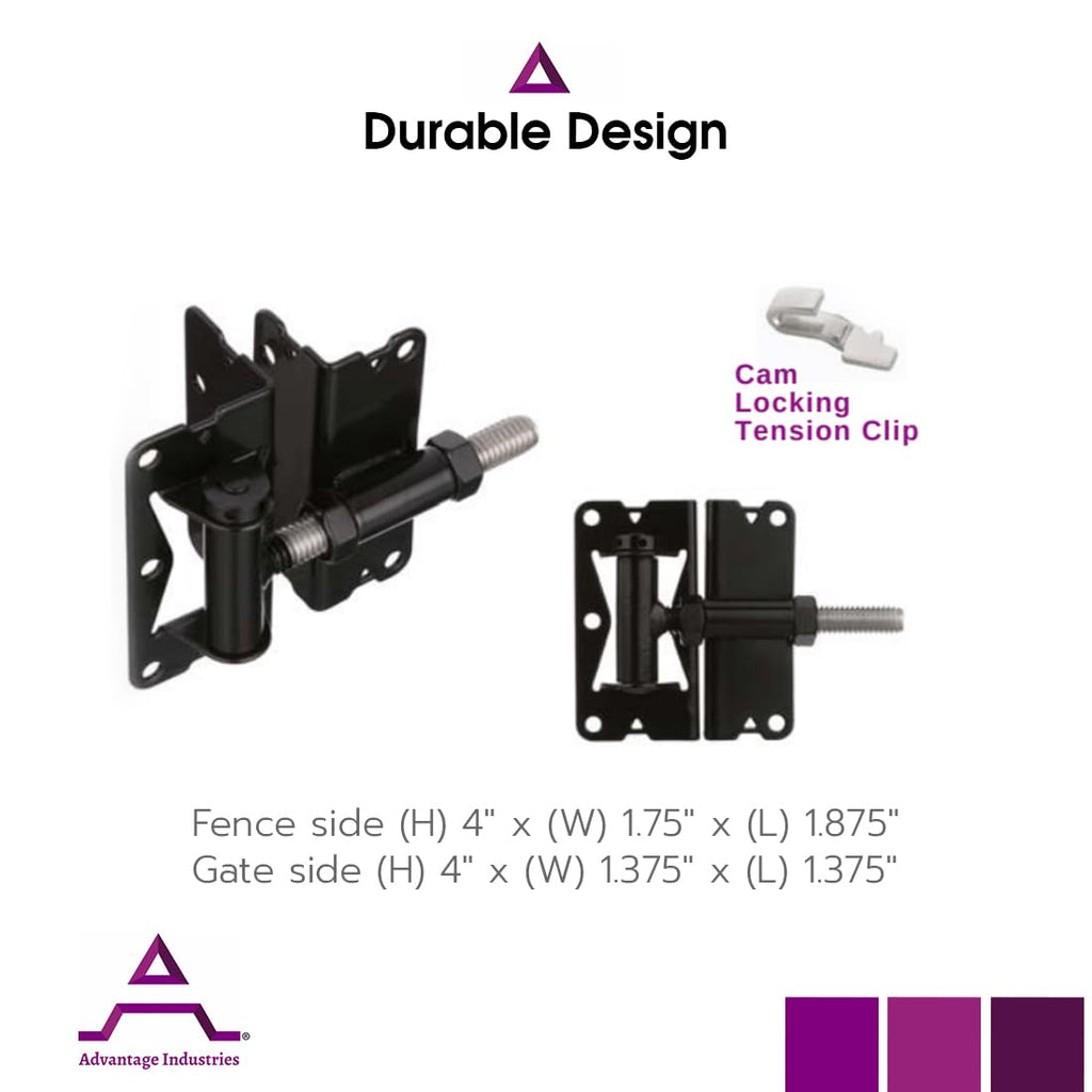 Self-Closing Gate Hinge for Aluminum Gate | Powder-Coated Stainless-Steel Hinge | Horizontal Adjustable | Heavy-Duty