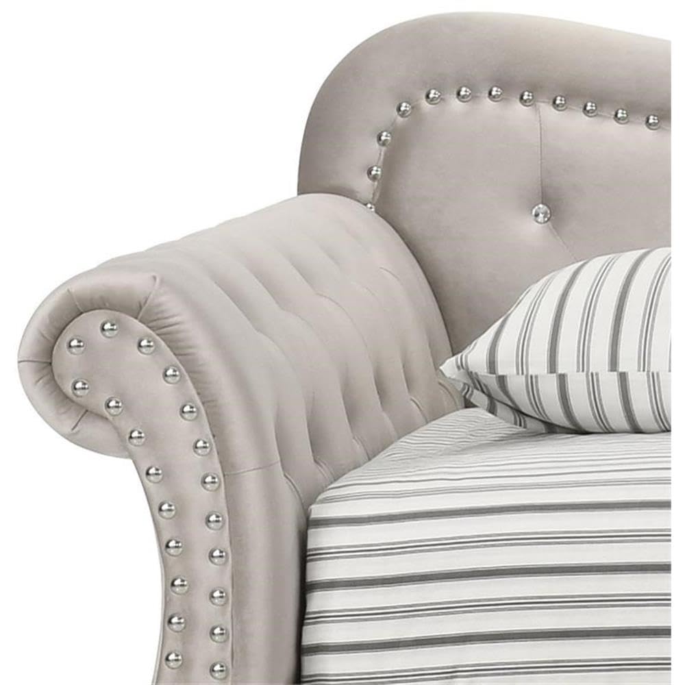 Adkins Daybed & Trundle in Beige Velvet