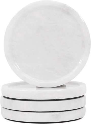 Marble White Coasters for Drinks Coaster - Set of 4