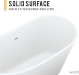 Tuasavi Series 68 in. x 29 in. Flat Bottom Solid Surface Freestanding Soaking Bathtub with Center Drain in Matte White