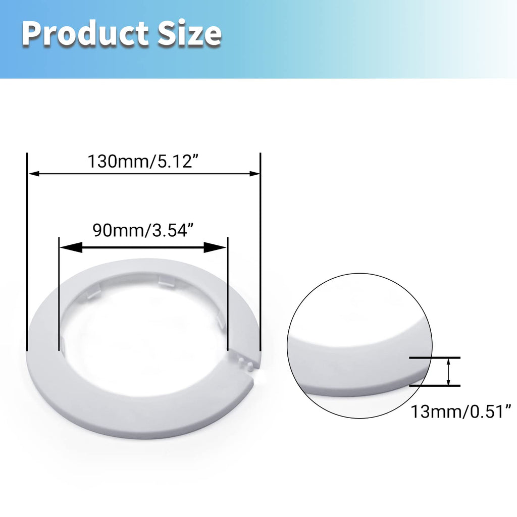 White Plastic Escutcheon Plate for 3.5 Inch Water Pipe Decoration