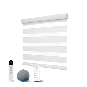Motorized Zebra Blinds with Remote, White