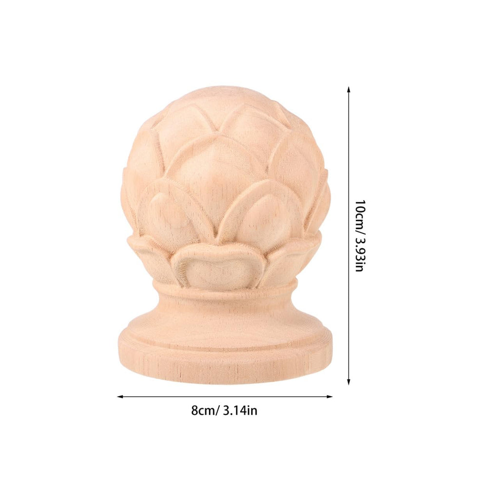 Carved Wood Stair Post Finial, 3.9 Inch Unfinished Baluster Cap