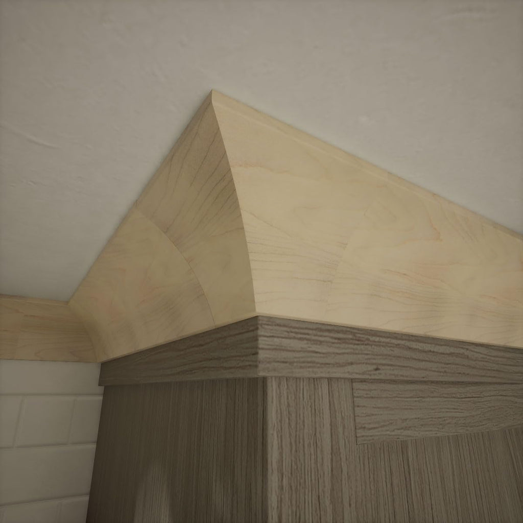 3 1/2"P x 4"H Solid Hardwood Stain Grade Crown Moulding Outside Corner, Maple (Matches
