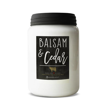 Balsam & Cedar Soy Candle, 26 oz Farmhouse Jar, 150+ Hr Burn