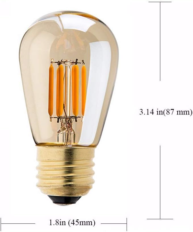 6 Pack Dimmable Vintage LED Edison Light Bulbs 3W Edison Light Bulbs 30W Equivalent Warm Yellow 2200K E26 E27 Medium
