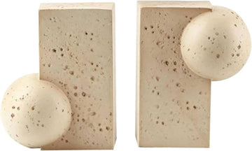 Sculptural Bookends Beige Geometric Bookends Decorative Decor for Bookshelf, Office