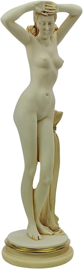 Female Classical Statue Sculpture, Greek Inspired Cast Marble Figurine 17 in, Patina Finish Art Sculpture, Handmade