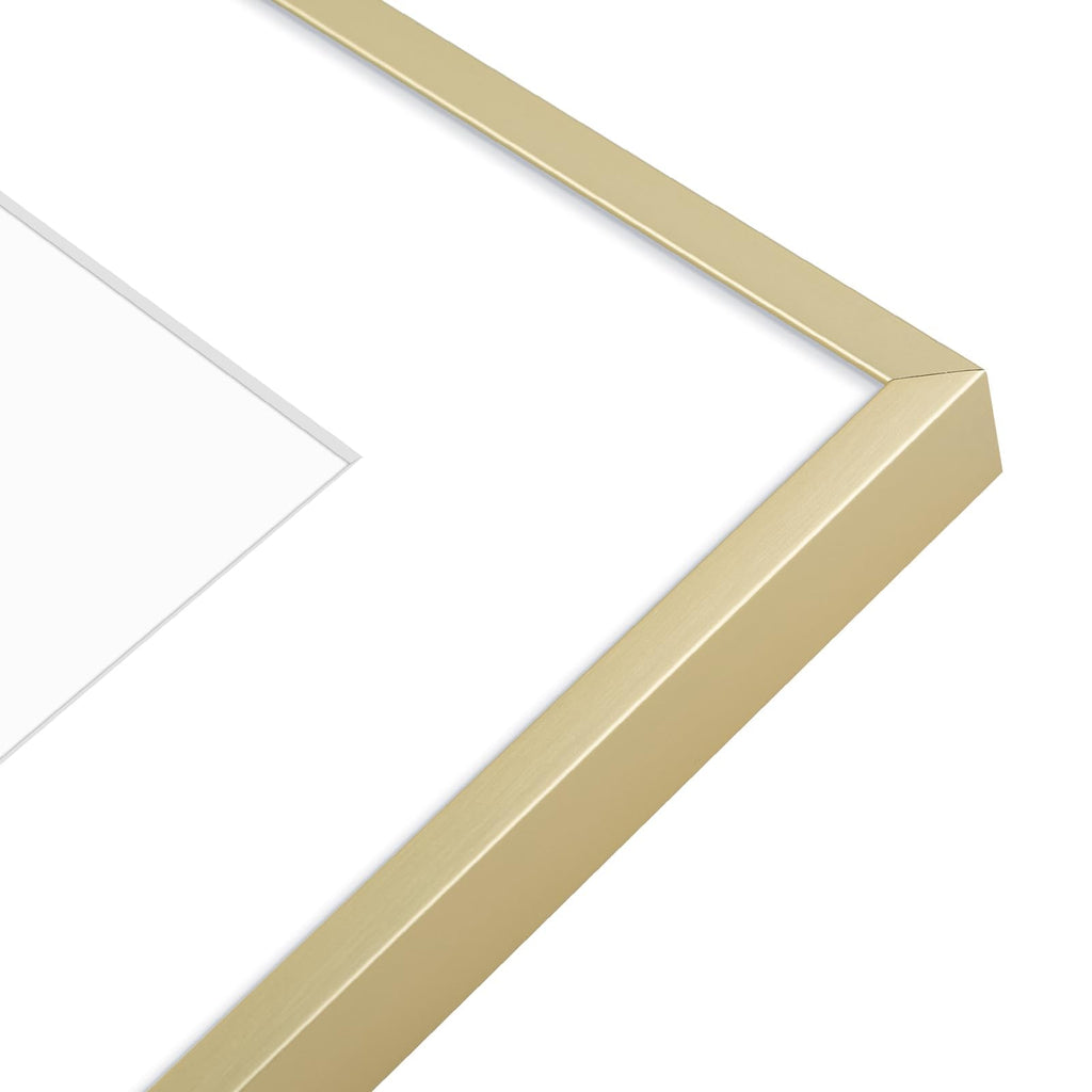 7 Pack Gold Aluminum Frame with White Mat, Real Glass
