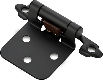 4 Pack (2 Pairs) Matte Black Cabinet Hinges Doors, Self-Closing, 1/2 Inch Overlay (Variable), Semi-Concealed Face
