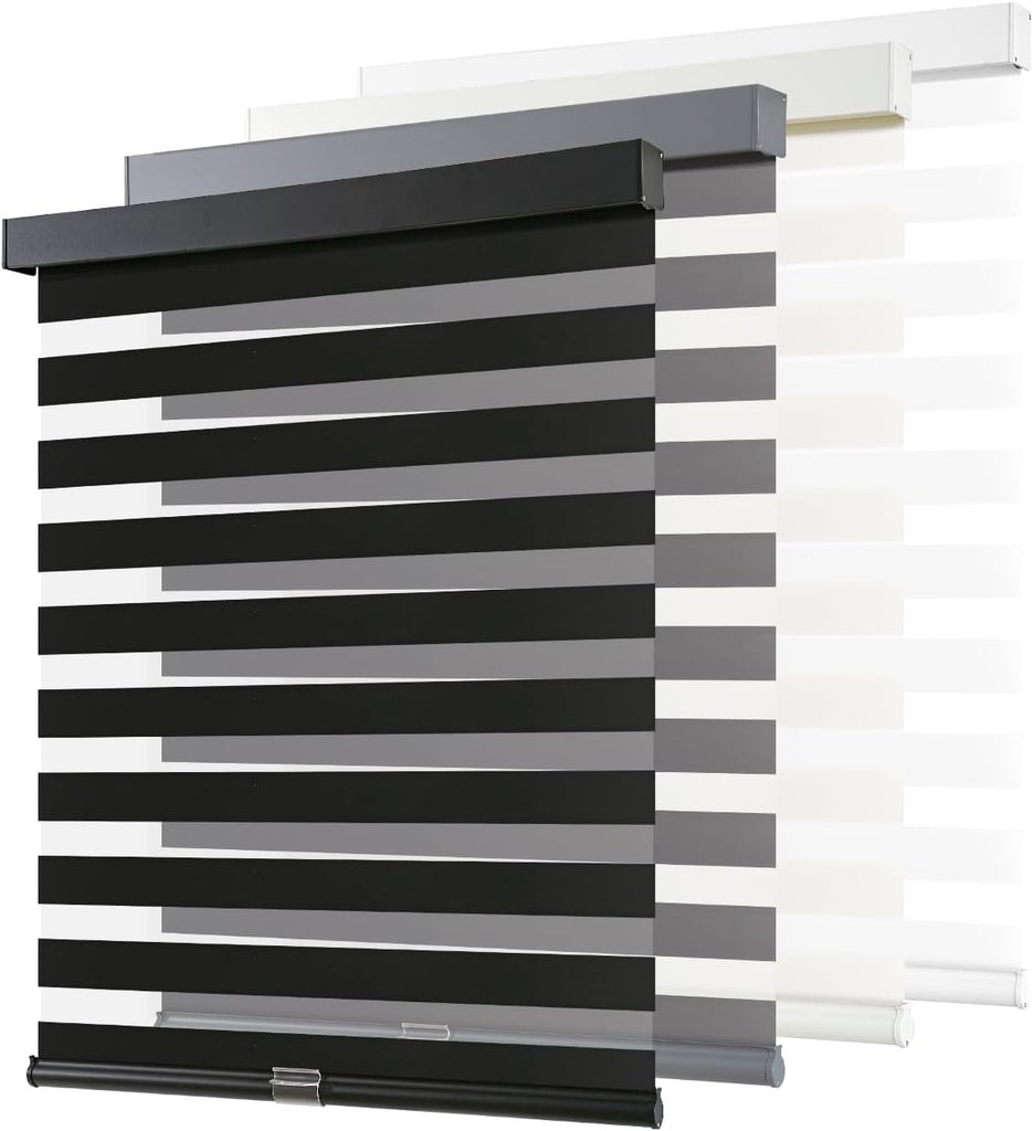 Cordless Zebra Blinds for Windows Pull Down Roller Window Shades Dual Layer Light Filtering Privacy for Day and Night