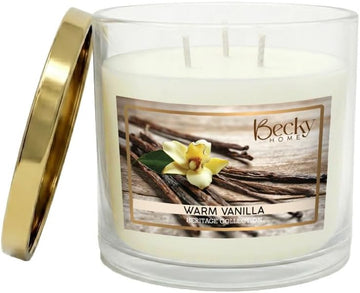 14.5oz Warm Vanilla Candle, 3 Wick Scented Candle