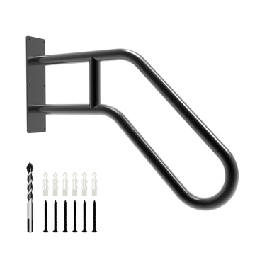 Handrails for Outdoor Steps Wall Mount, Railings for 1-3 Steps, U-Shaped Handrail with Matte Black Finished, Stair