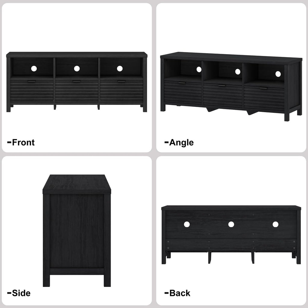 Black Modern TV Stand for 55-60 in TVs, Bedroom
