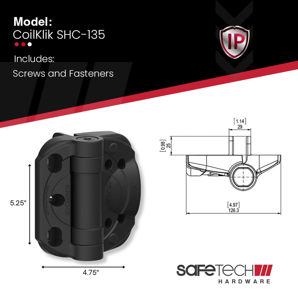 Spring-Loaded Self Closing Gate Hinges, Heavy Duty Hinges with Adjustable Tension for Wood, PVC & Vinyl Outdoor