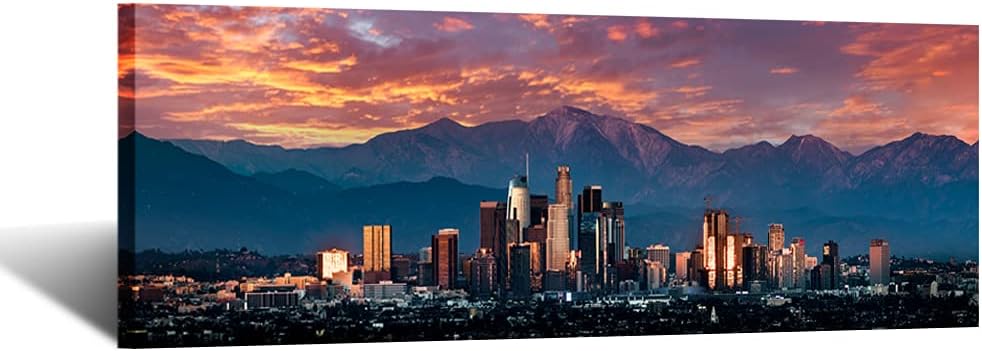 Cityscape Canvas Wall Art California in Sunrise Poster Artwork Canvas Prints USA Famous Landmark Art Wall Decor