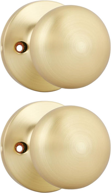 Gold Closet Door Knobs, Handle Function Non-Locking Dummy Door Knob, Brushed Gold Individual Dummy Door Knob Single