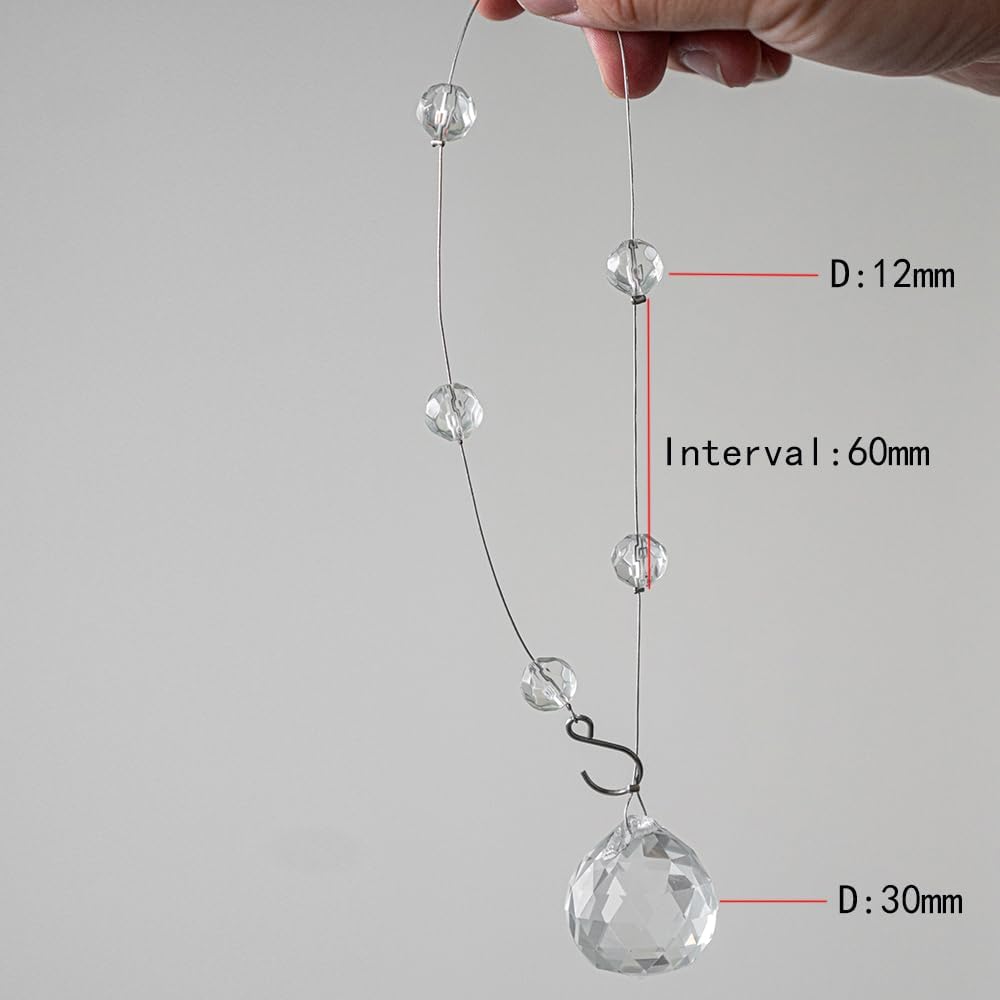 Crystal Beaded Strands Clear Glass Beads Curtain Hanging Wedding Props Decor Curtain Chandelier Door String Hanging