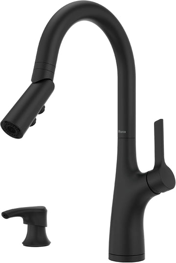 Ceylon Kitchen Faucet with Pull Down Sprayer and Soap Dispenser, Single Handle, High Arc Spout, Matte Black Finish