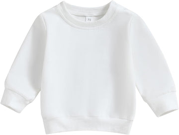 Toddler Baby Boy Crewneck Pullover Sweatshirt Tops Oversized Solid Color Sweater Shirt Kids Plain Sweatshirt