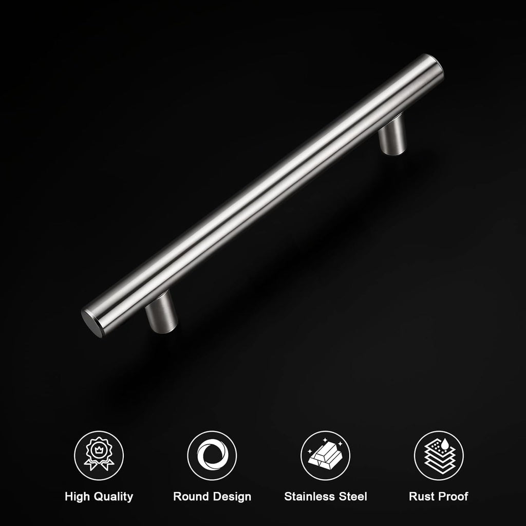 30 Pack 4" (102mm) Hole Center Cabinet Pulls, Satin Nickel Kitchen Cabinet Handles, Stainless Steel Drawer Pulls, Euro