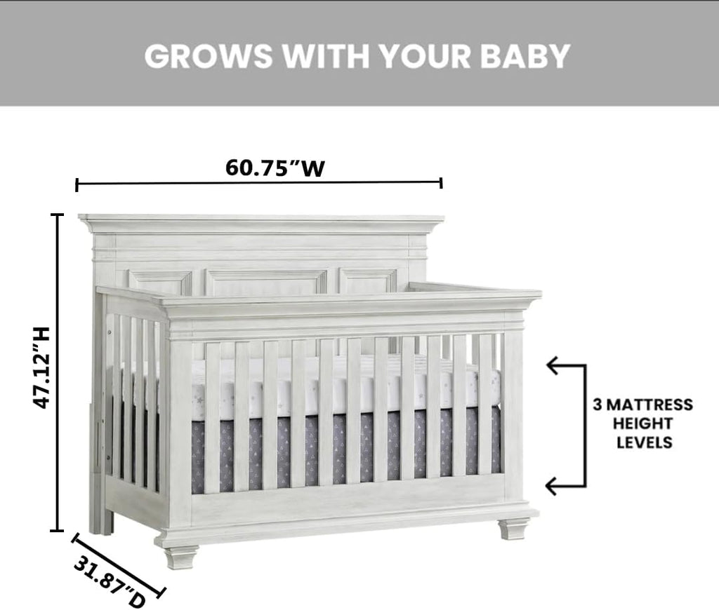 Weston 4-in-1 Convertible Crib, Vintage White, GreenGuard Gold Certified