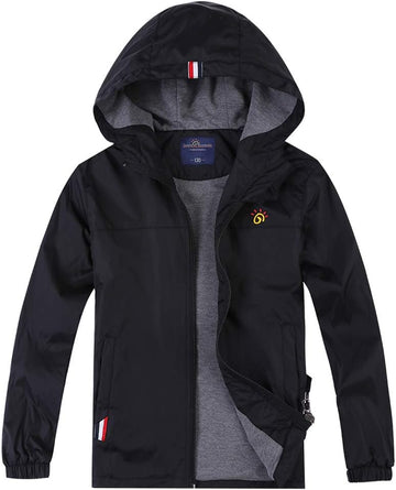 Boys Girls Lightweight Breathable Raincoat Waterproof Hooded Rain Jacket Windbreaker Easy to Fold