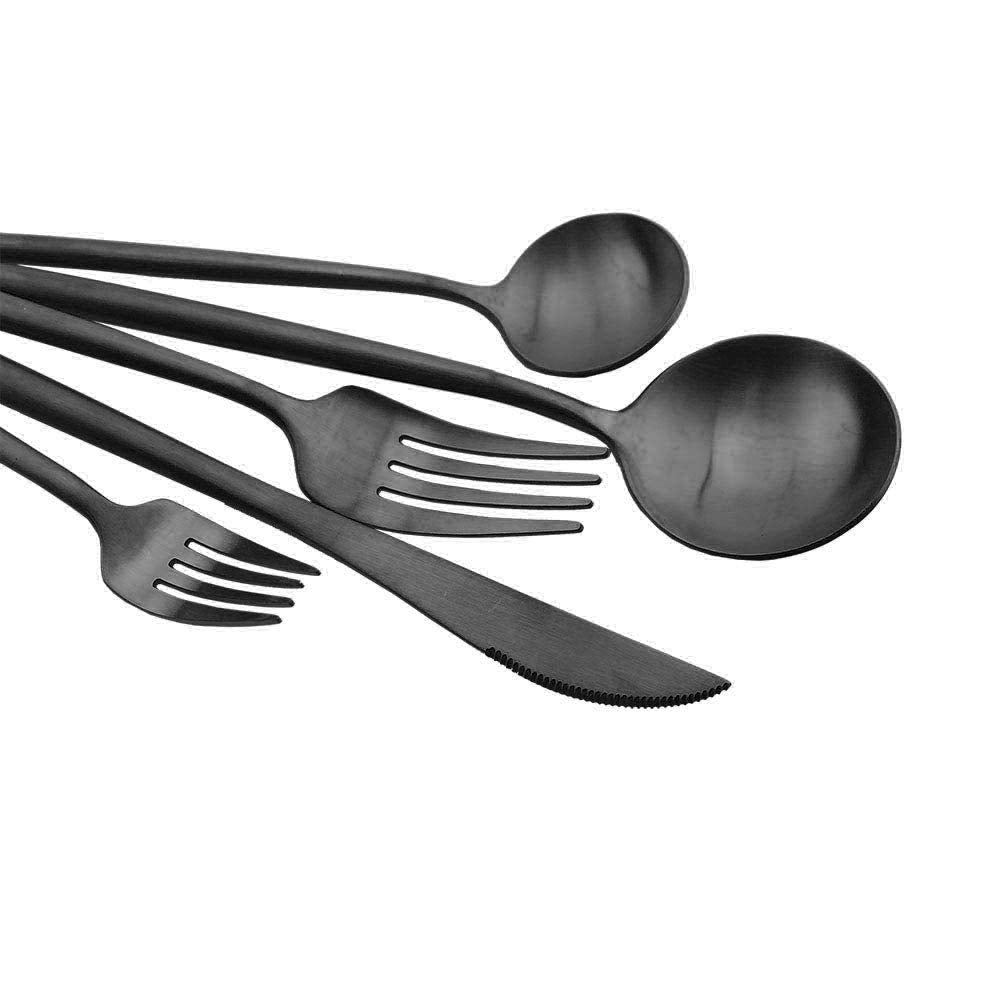 Luxury Black Flatware, Silverware Sets, 6-pieces Elegant Cute 18/10 Stainless Steel Silverware Set for Eating Home