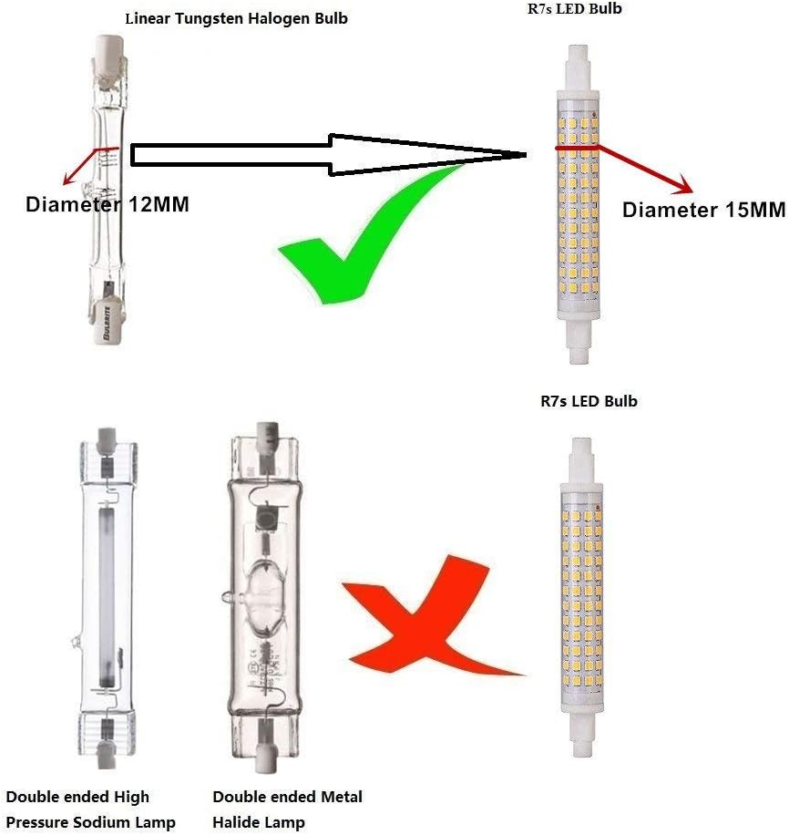 10W 118mm R7S LED Light Bulbs,100W Halogen Equivalent,110V Dimmable,3000K Warm White,Double Ended J Type Halogen