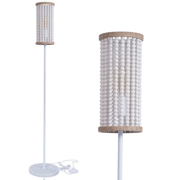 Bohemia Boho Floor Lamp with White Wood Beaded Shade, Girl Room