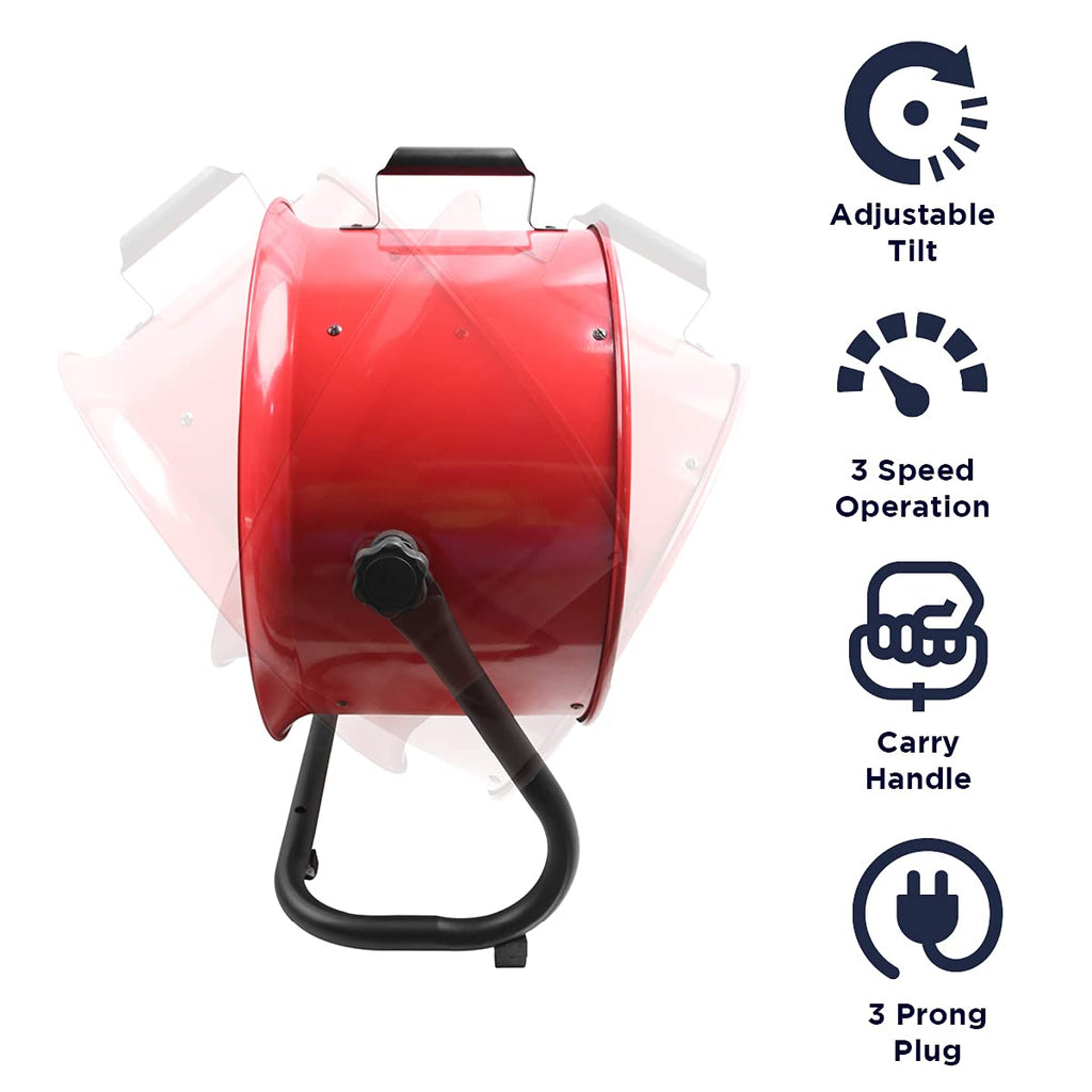 16" High Velocity Turbo Fan with Pivoting Head - Efficient Air Circulation, High-Velocity Drum Fan Ideal , Garage, or