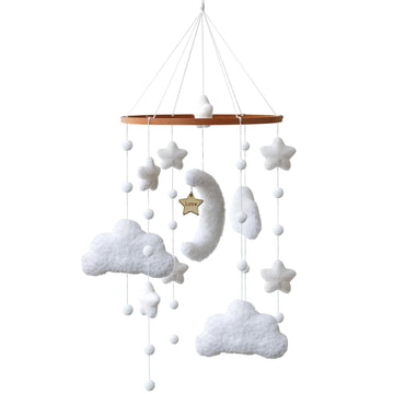 Boho Cloud Moon Crib Mobile Kids Room Accessory Baby Mobile for Crib Neutral Clouds, Moon & Stars Design Mobile