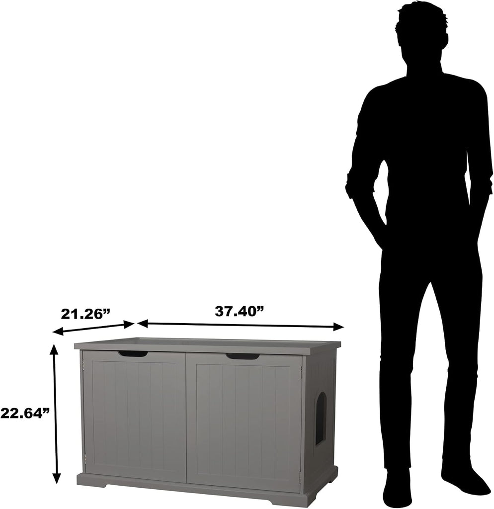 Cat Washroom Bench, Adjustable Partition, Gray