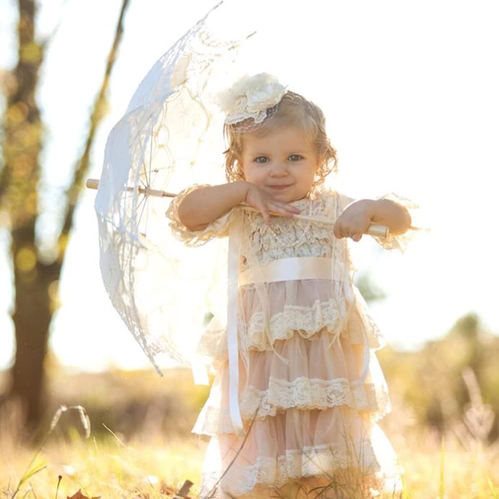 Craft Flowers Lace Embroidery Umbrella for Kids, 16x19in