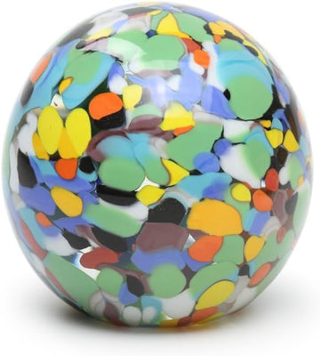Murano Style Art Glass Paperweight Confetti Effect Hand Blown for Offices