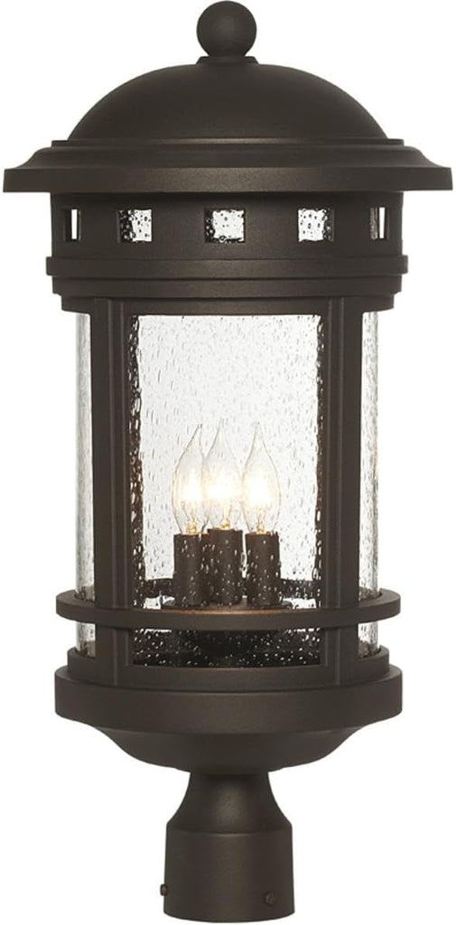 3-Light Sedona Outdoor Post Lantern, 23 Inch Exterior Lighting Fixture, Oil Rubbed Bronze