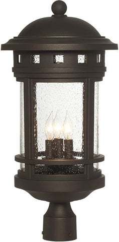 3-Light Sedona Outdoor Post Lantern, 23 Inch Exterior Lighting Fixture, Oil Rubbed Bronze