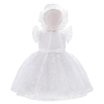 Christening Lace Gown Set Creamy White, Baby Girls