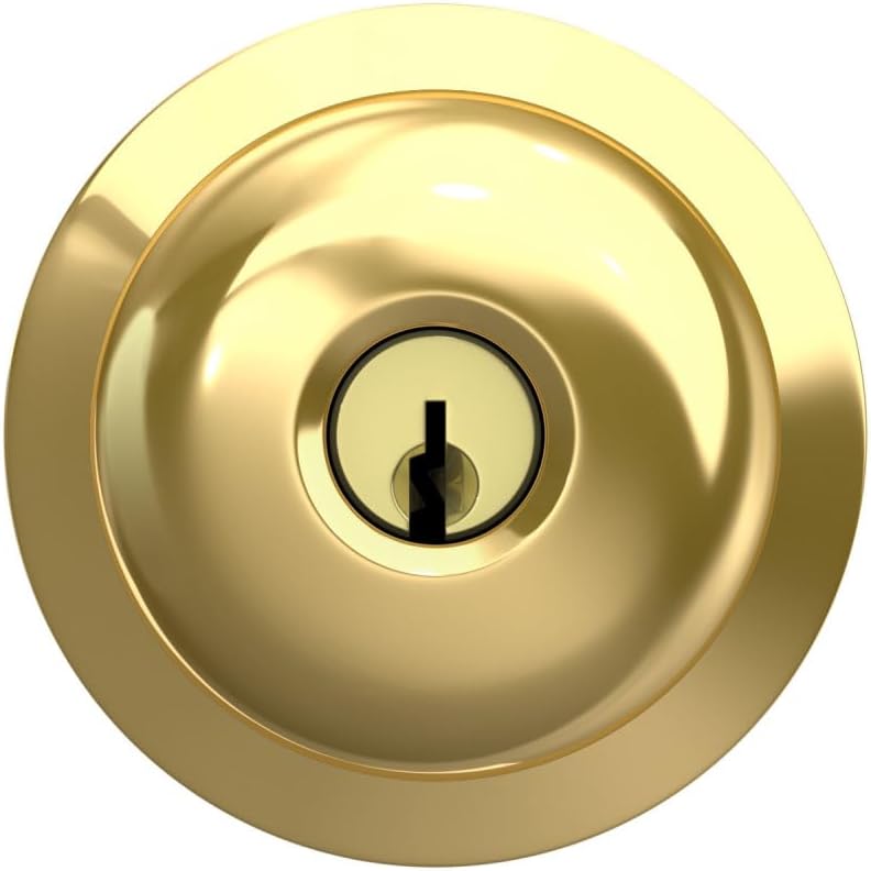 Plymouth Keyed Entry Door Knob, Interior/Exterior, Bright Brass