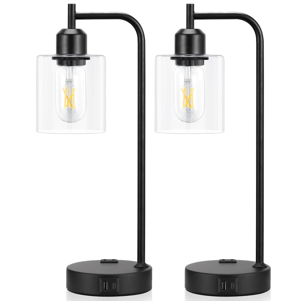 Industrial Touch Lamps for Nightstand Set of 2, 3-Way Dimmable Bedside Lamp
