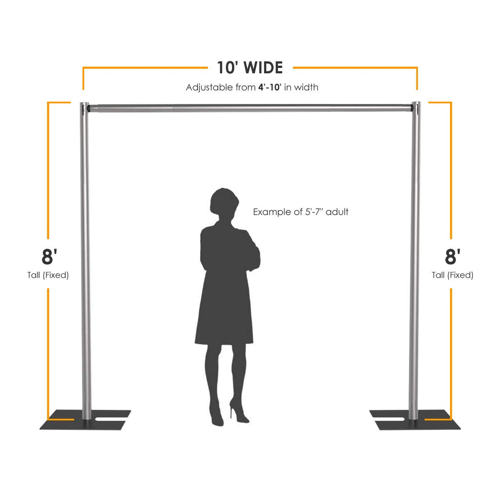 (8' Tall x 10' Wide Kit) Pipe and Drape Backdrop Kit for Event Decoration, Backdrops, Photobooths, Tradeshow