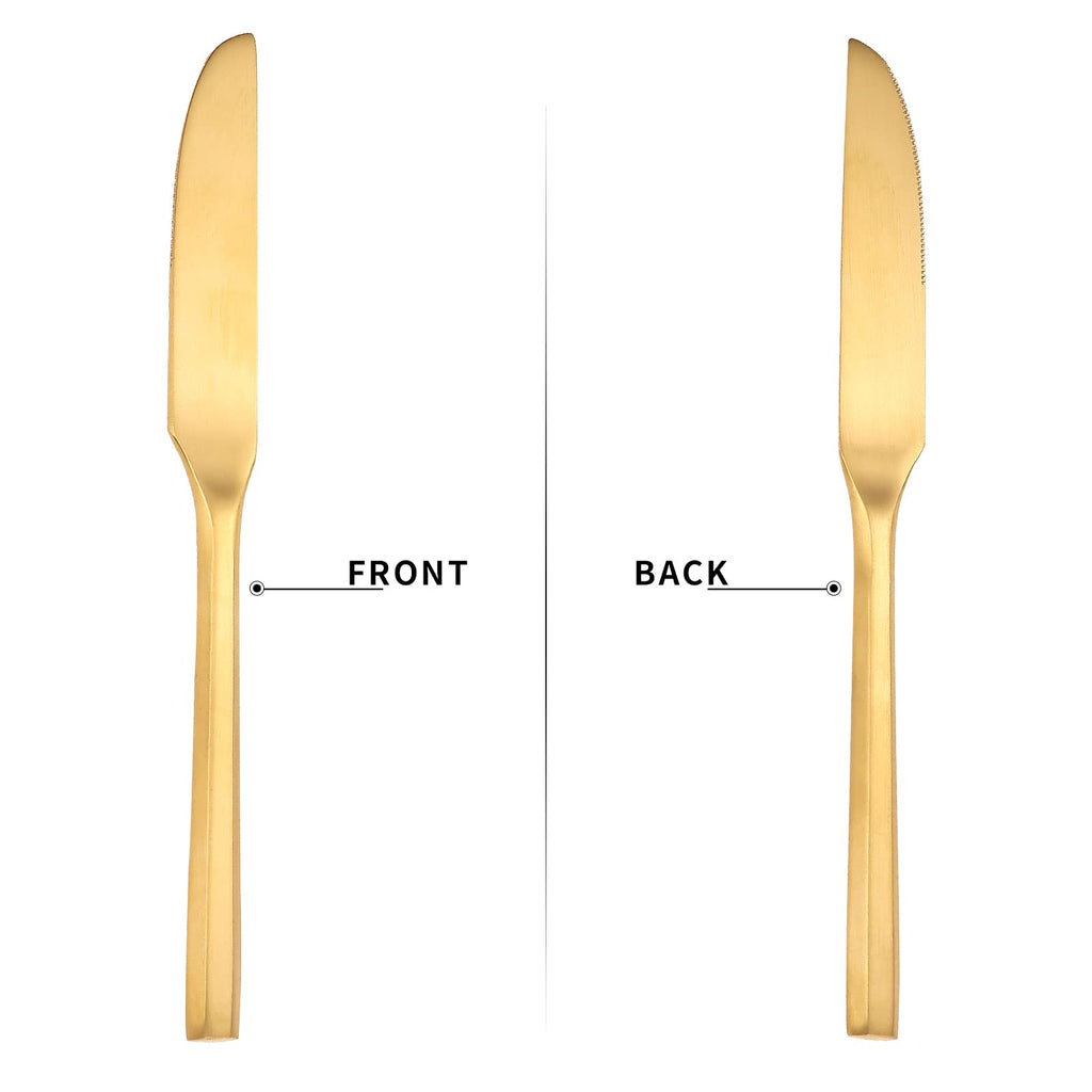 Matte Silverware Set Gold Flatware Set with Hexagon Handle 20 Pieces 18/0 Stainless Steel Cutlery Set Wedding