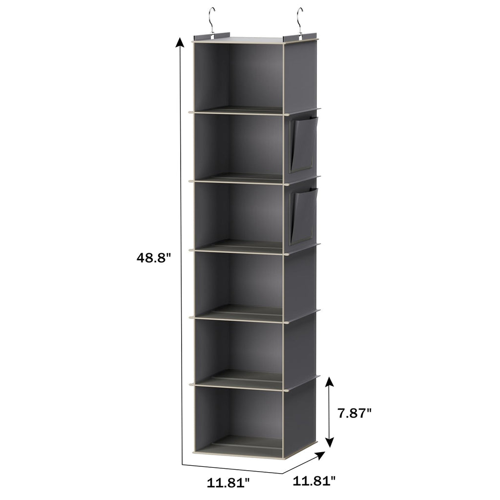 Hanging Closet Organizer and Storage, 6-Shelf, 2 Packs, Grey