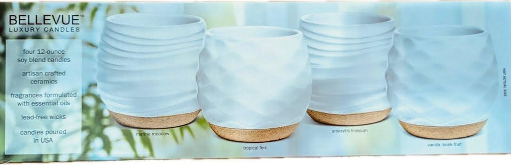 Luxury Candle in ceramic vessel - poured in USA - (-12 oz Candles Soy, Scented/Fragranced Ceramic - Set of 4