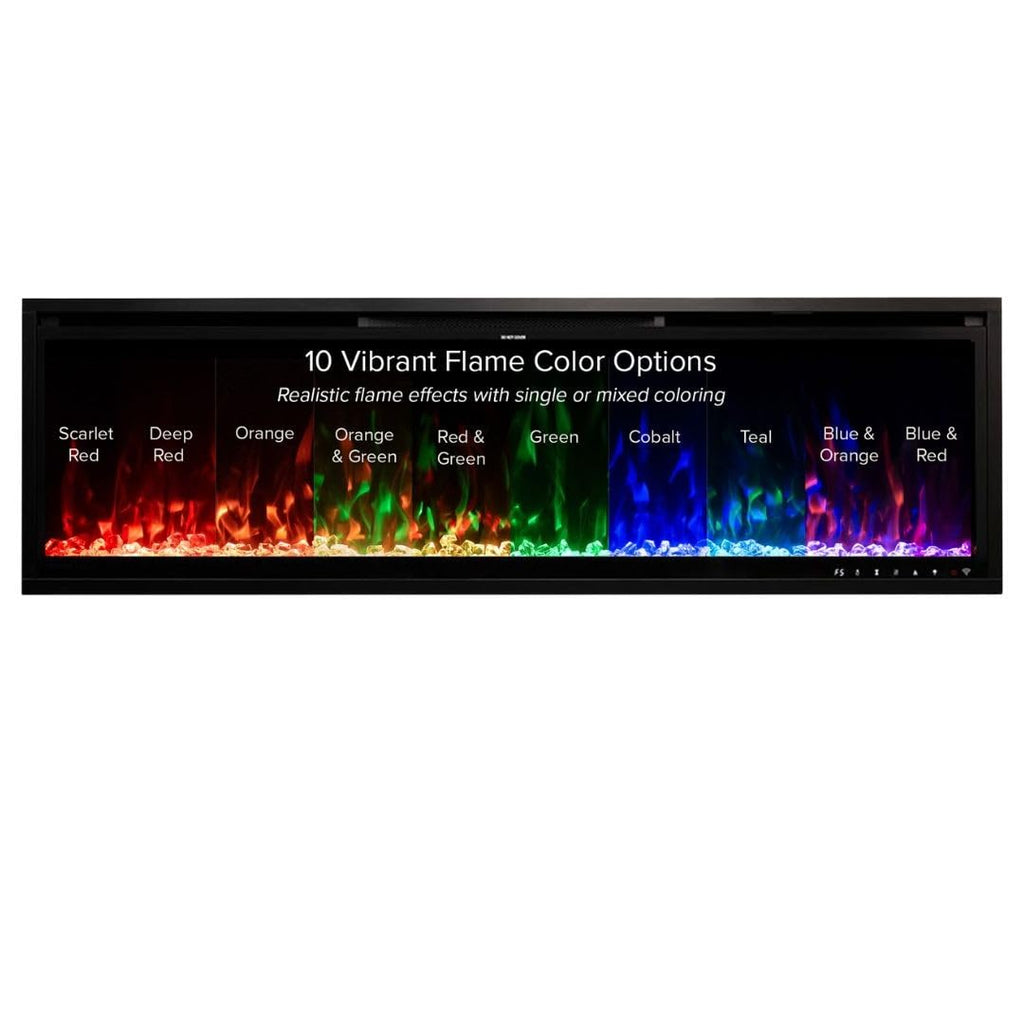 Vibrance 50 Inch Smart Linear Electric Fireplace Insert - Recessed or Wall-Mount, LED Multi-Flame Colors, Alexa/WiFi