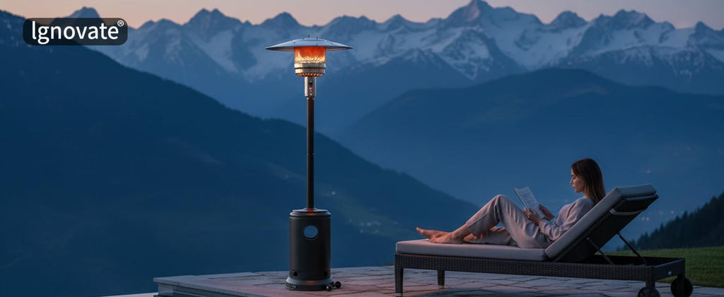 Ignovate 50,000 BTU Outdoor Propane Patio Heater with Wheels - Durable Powder-Coated Steel Gas Heater with Easy