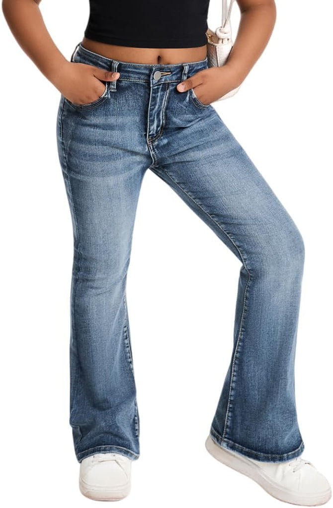 Girls Flare Jeans Bell Bottom Denim Pants for Girls Soft Stretch High Waist Kids Jeans Casual School Everyday