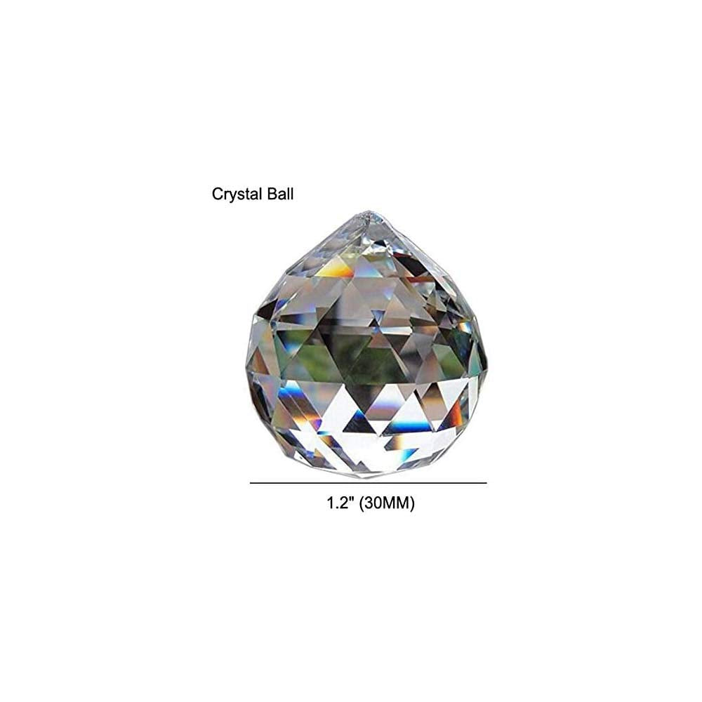 Clear Cut Crystal Glass Ball, 30mm Translucent Faceted Gazing Ball, Crystal Sphere Suncatcher Prisms Home Garden
